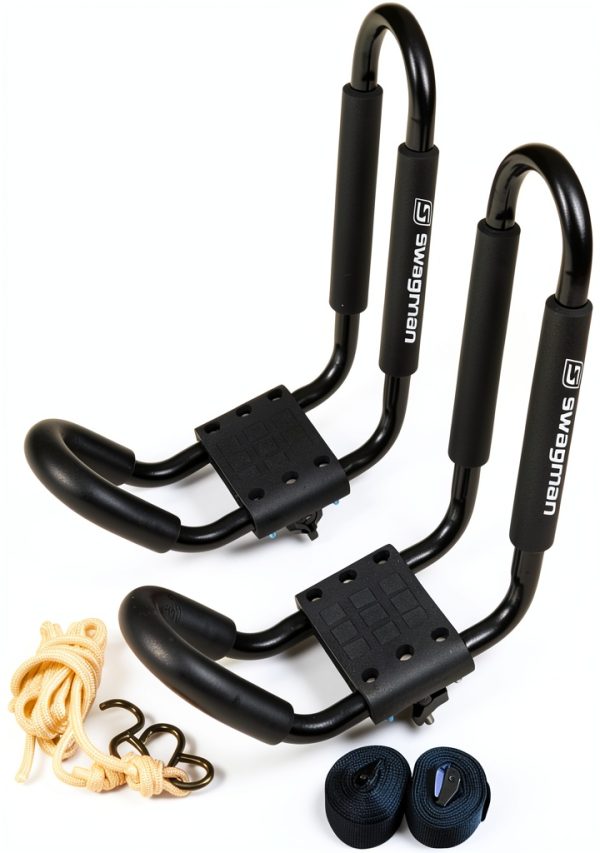 Swagman Contour Roof Mount Kayak Rack Black with Tie‑Down Straps-0