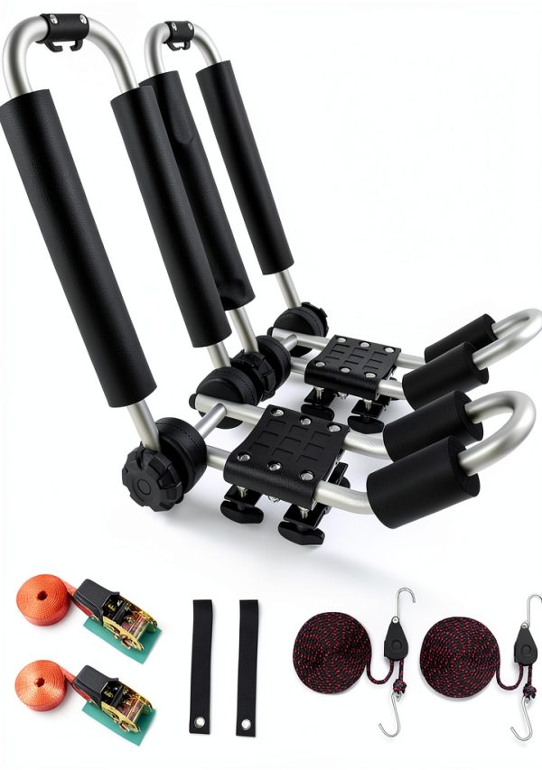 YUANSHI Aluminum Folding Kayak Roof Rack Black Silver Universal Fit-0