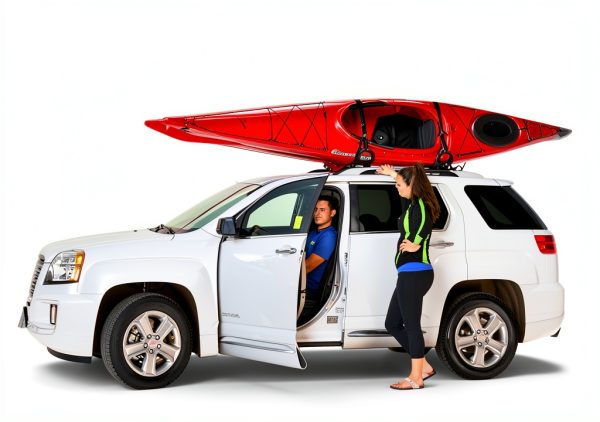 Swagman Contour Roof Mount Kayak Rack Black with Tie‑Down Straps-2