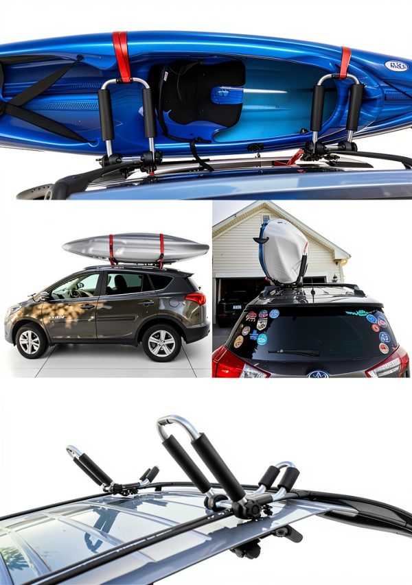 YUANSHI Aluminum Folding Kayak Roof Rack Black Silver Universal Fit-6