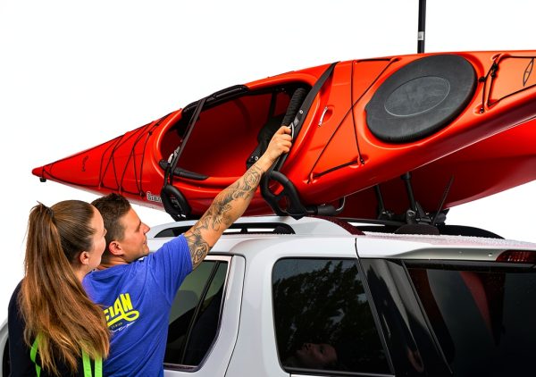 Swagman Contour Roof Mount Kayak Rack Black with Tie‑Down Straps-3