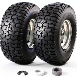 MZREXN 15x6.00-6 Lawn Mower Tires and Wheel Assembly, Front Tires Replacement, Compatible with John Deere & More Riding Mowers, 4 Ply Pneumatic, 3" Centered Hub, 3/4" Bearings, 2PCS-0