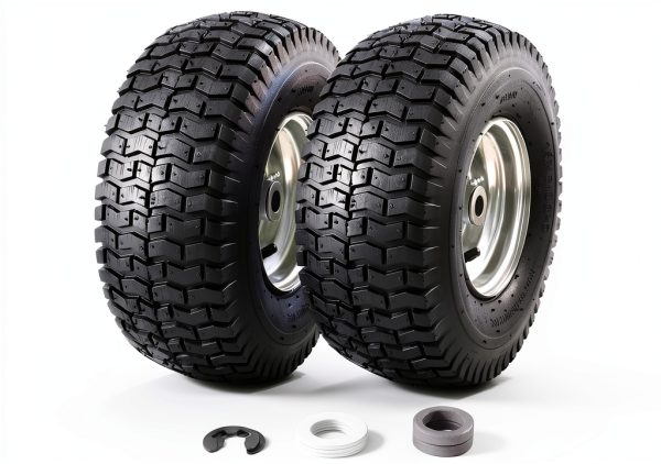 MZREXN 15x6.00-6 Lawn Mower Tires and Wheel Assembly, Front Tires Replacement, Compatible with John Deere & More Riding Mowers, 4 Ply Pneumatic, 3" Centered Hub, 3/4" Bearings, 2PCS-0